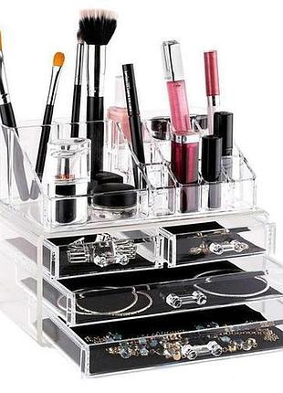 Органайзер для хранения косметики 4drawer акриловый прозрачный настольный ящик - бокс для косметики и