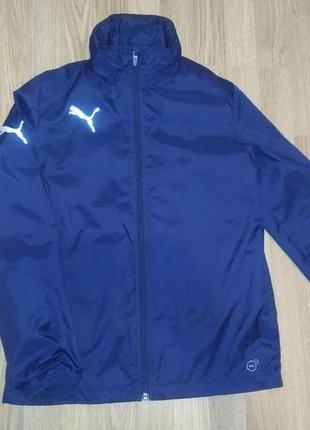 Ветровка, куртка, puma р.с (164), унисекс,стан новой, цвет как на фото 2, синий капюшон хова