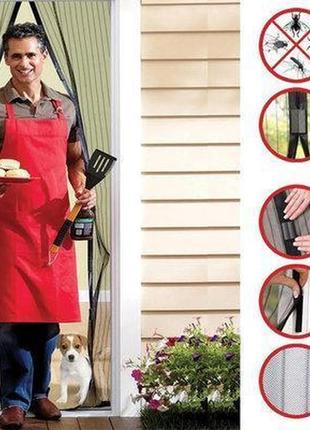 Антимоскитная сетка на магнитах magic mesh шторка от насекомых в дверной проем, 100*190