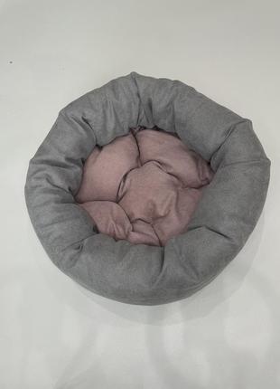 Лежак для котов и собак skypuff 80 см light gray +  dusty rose