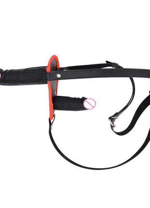 Двусторонний страпон - double strapon - 13,5/10*3,5 см - черный