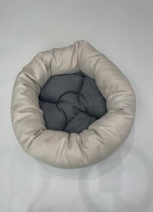 Лежак для котов и собак skypuff 80 см great ecru +  gray