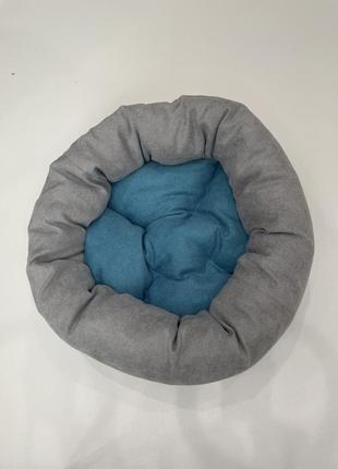 Лежак для котов и собак skypuff 80 см light gray +  teal