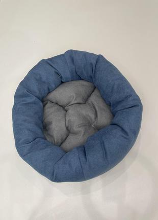 Лежак для котов и собак skypuff 50 см denim +  gray