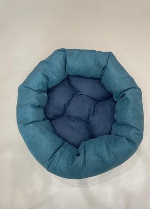 Лежак для котов и собак skypuff 80 см teal +  denim