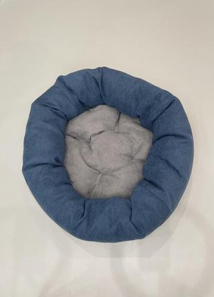 Лежак для котов и собак skypuff 80 см denim +  light gray