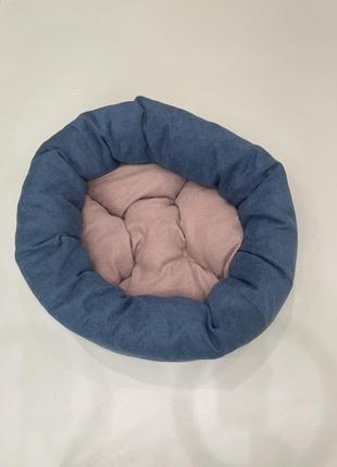 Лежак для котов и собак skypuff 50 см denim +  dusty rose