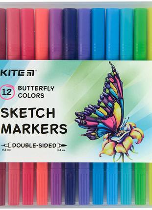 Набір водних маркерів kite sketch marker butterfly 12 кольорів (k22-044-2)