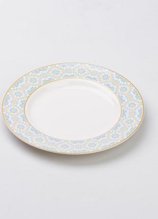 Тарілка керамічна кругла 19 см плоска з українським орнаментом