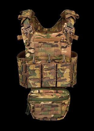 Плитоноска розвантажувальний жилет cordura 1000d зі 4 точками швидкоскидання та 3 підсумки і напашник