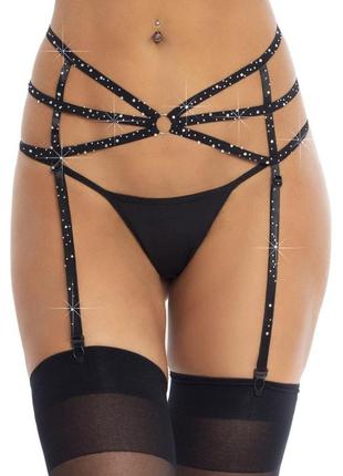 Пояс для панчіх leg avenue rhinestone garterbelt black one size