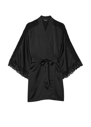 Атласный сатиновый халат кимоно с кружевом оригинал victoria’s secret vs3 фото