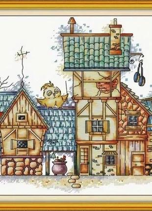 Набор для вышивания по нанесённой на канву схеме "diagonal lane".aida 14ct printed , 48*33 см