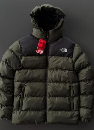 Сучасна модна коротка куртка дута тепла з капюшоном tnf 700 the north face xакі s