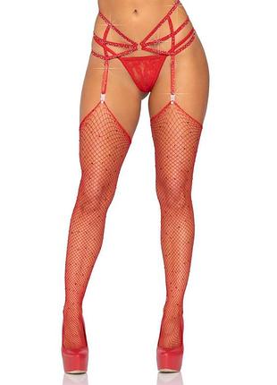 Пояс для чулок leg avenue rhinestone garterbelt red one size