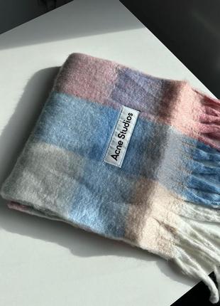 Acne studio mohair checked scarf fuchsia/lilac/pink