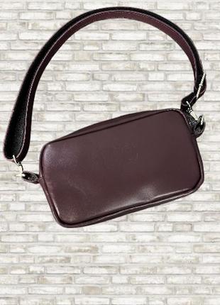 Женская сумка кросс-боди через плечо из натуральной кожи famk размер s марсала (357022512)