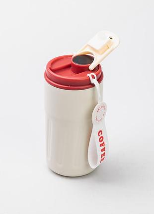 Термокружка для кофе и чая 500 мл кружка термос с ремешком термочашка из нержавеющей...