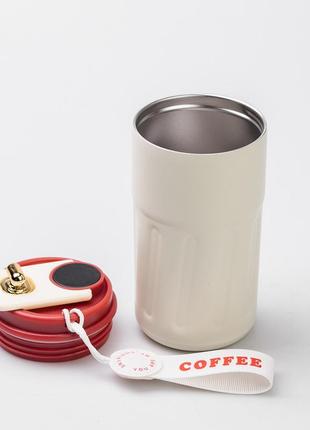 Термокружка для кофе и чая 500 мл кружка термос с ремешком термочашка из нержавеющей...