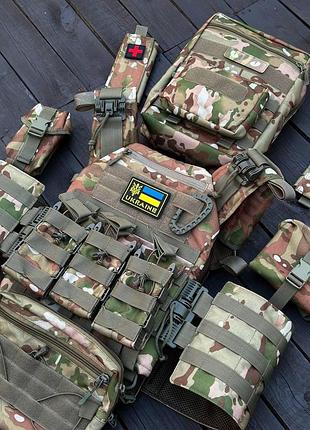 Плитоноска з системою швидкого скидання +каркасні підсумки під магазини,3 шт +рюкзак +утилітарний підсумок