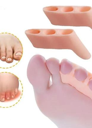 Силіконовий коректор на три пальці з перегородкою мізинця valgus pro beige2 фото