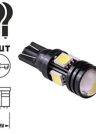 Лампа pulso/габаритная/led t10/w2.1x9.5d/w5w/4smd-5050/12v/1.5w/72lm white with lens (lp-157266)