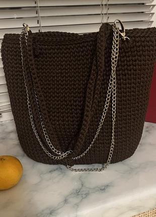 Сумка ручной работы собственного производства в трендовом цвете шоколад