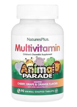Naturesplus, source of life, animal parade жувальна добавка з мультивітамінами та мікроелементами для дітей,  90 шт