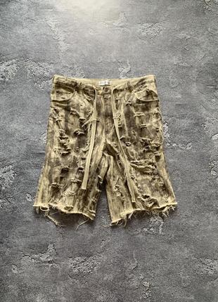 Oversized distressed shorts streetwear y2k sk8 vintage archive punk gothic opium avant  merch affliction  new rock