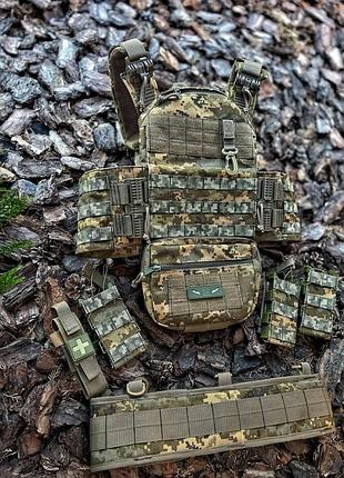 Плитоноска швидкоскидна cordura 1000d + рпс + 5 підсумків піксель мм14