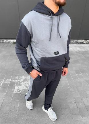 Чоловічий сірий худі з капюшоном модна оверсайз толстовка для хлопця