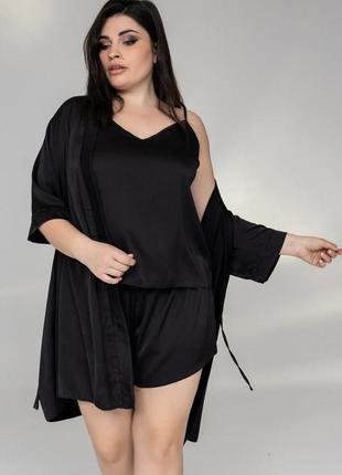 Комплект для дому піжама з халатом xxl+ кч1070п чорний
