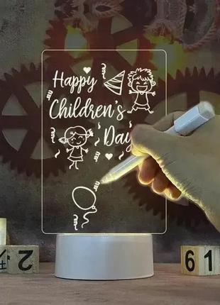 Ночник планер, доска для записи маркером, светильник для рисования usb, настольная...