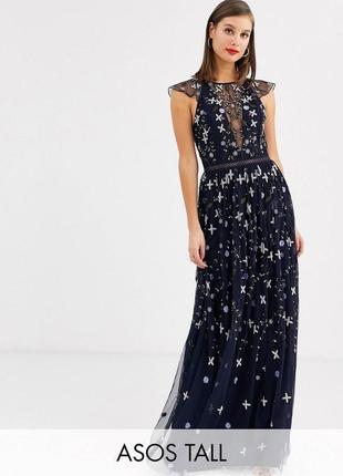 Сетчатое платье макси с вышивкой и пайетками asos design3 фото