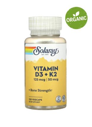 Solaray, вітамін d3 та k2, д3 к2, 5000 ме, 120 капсул