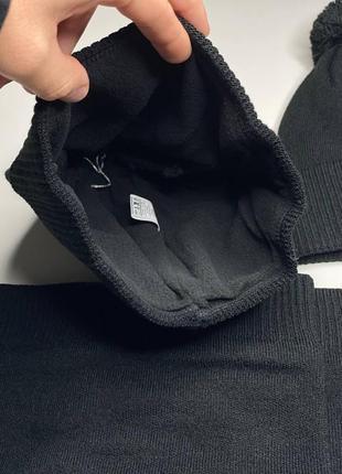 Комплект мужская зимняя шапка+баф puma kort на флисе черная с помпоном теплая пума универсал с балабоном 54-608 фото