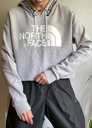 Кроп-барахон, худі the north face, тепла укорочена толстовка з капюшоном tnf