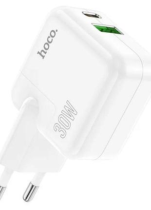 Зарядний пристрій мпз hoco c111a lucky dual-port pd30w+qc3.0 charger white