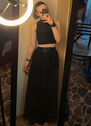Готическая длинная черная юбка