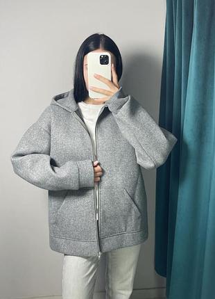 Неопренова сіра зіп-кофта бомбер оверсайз zara