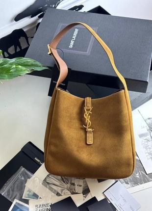 Коричневая замшевая сумка в стиле yves saint laurent премиум качество