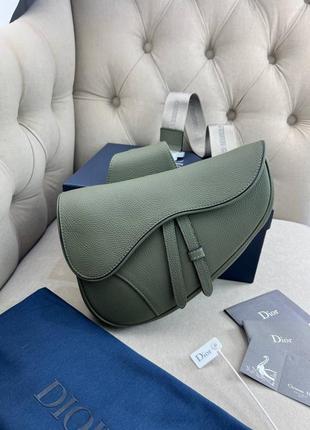 Сумка сідло dior saddle grained khaki хакi