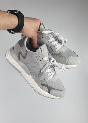 Замшевые кроссовки adidas nite jogger grey