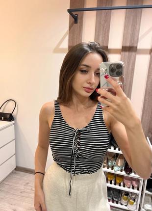 Боди в черно-белую полоску topshop