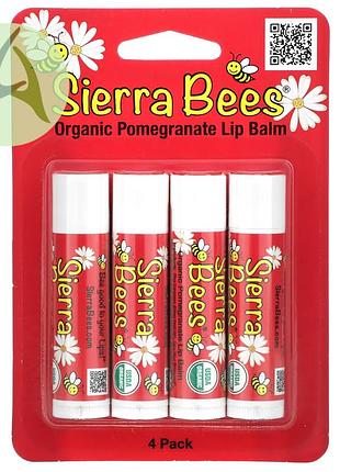 Sierra bees, набір органічних бальзамів для губ, гранат, 4 шт. по 4,25 г