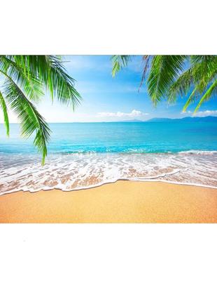 Фотофон виниловый текстурный 2.1×1.5 м + "ворота" - держатель (океан + песок + пальмы (tbd05720666)