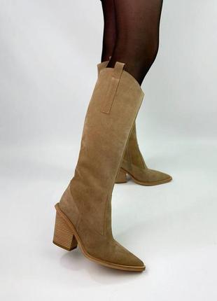 35301👑чоботи козаки в натуральній замші утеплені байкою