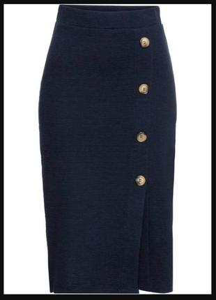 1+1=3 базовая темно-синяя юбка карандаш высокая посадка next, размер 52 - 54