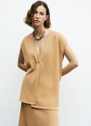 Вязаная жилетка zara, женская безрукавка зара, женская жилетка