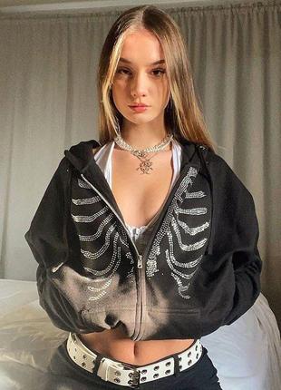 Худи на флисе со стразами